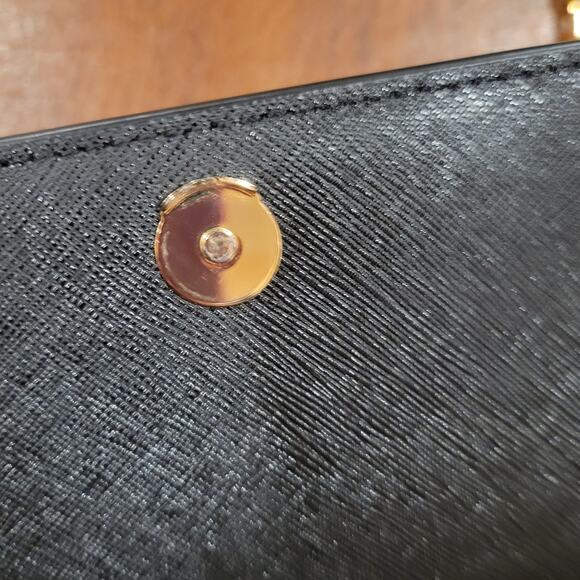 Tory Burch Black Gold tone Chain Leather Shoulder Bag Wristlet/Wallet combo - Picture 7 of 12